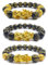 Betinyar 3 Stücke Pixiu-Armband, schwarze Feng Shui-Obsidian-Armbänder, mit vergoldetem chinesischem Heiligem Biest Pi Xiu ziehen Reichtum und viel Glück an, verstellbares elastisches Perlenarmband