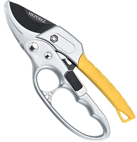MEPEREZ Premium Germany Pruning Shears, Work 3 Times Easier, Pruners Heady Duty, Sharp Garden Clippers Cut Fresh Flower, Hedge, Herb, Indoor Plants, Gardening Tools Scissors, Arthritis Weak Hand Snips