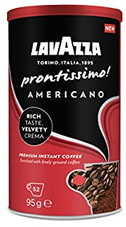 Lavazza Prontissimo Americano, Arabica and Robusta, Instant Coffee, 95g (6 Tins)