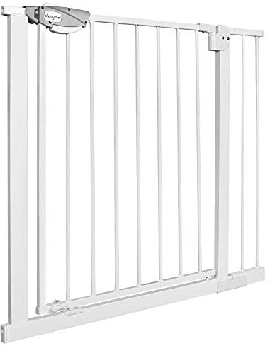 HENGMEI Auto Close Türschutzgitter Treppengitter mit Druckbefestigung,Schutzgitter für Kinder Oder Tier,Baby Türgitter Treppen Absperrgitter,ohne Bohren,180° Zweiwegeöffnung(85-95cm,Weiß)