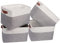 Univivi Groß Aufbewahrungsbox 38x26x24cm 4er-Set, Aufbewahrungskörbe mit Ledergriffen, Faltbare Aufbewahrungswürfel für Kallax Organizer, Ablagekörbe für das Kinderzimmer Weiß/Grau