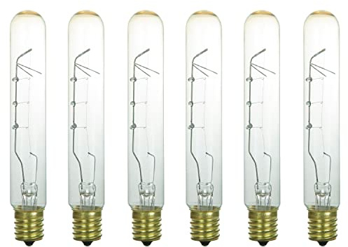 Sunlite 41664-SU Incandescent T6.5 Tubular Light Bulb, E17 Intermediate Base, 40 Watts, 290 Lumens, Dimmable, Mercury Free, 2600K Warm White, Clear Glass, 6 Count
