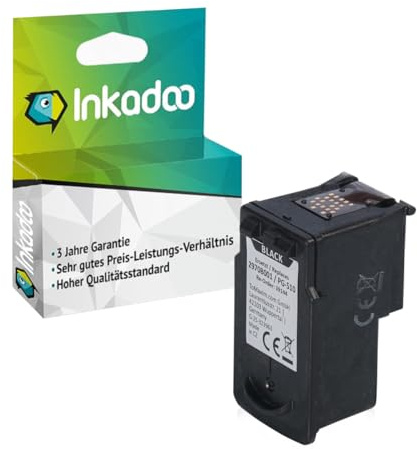 Inkadoo Tinte für Canon 2970 B 010 / PG-512 Schwarz Kompatibel Pixma MP 490 Pixma MX 350 Pixma MP 260 Pixma MP 282 Pixma MP 252 Tintenpatrone, Druckerpatrone, Patronen, Druckertinte