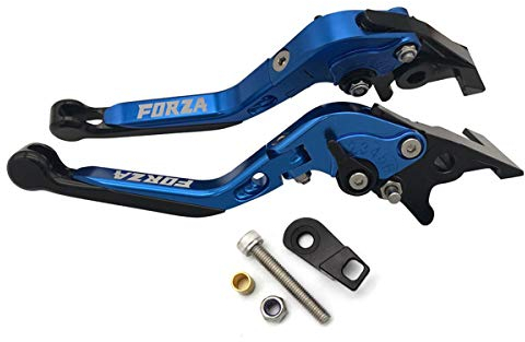 LongGreat Aluminium Kurz Kupplung Verstellbare Motorrad Bremshebel, 1 Paar Motorrad Mit Bremsfunktion Bremsgriff Aluminium Bremshebel Kupplungshebel Für Honda Forza 125 250 300 2010-2022+ (Blau,3)