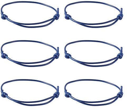 PandaHall 50pcs Korean Waxed Polyester Cord Bracelets Adjustable Friendship Cord Bracelets Handmade Braided Cord Protection Bracelets Lucky Bracelets for Women Girls, Midnight Blue