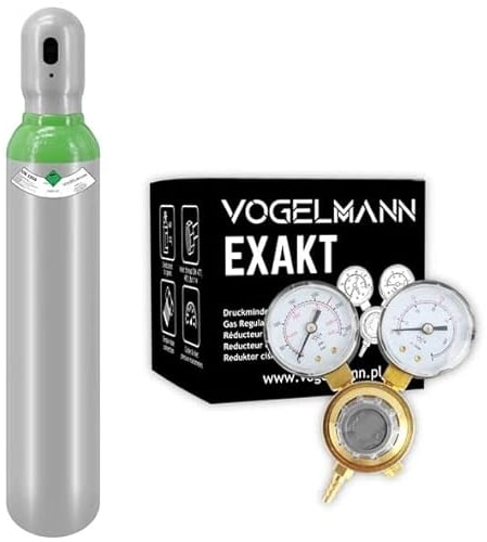 Bombola gas argon CO2 piena 8L 1,5m3 con regolatore Exakt Vogelmann, Bombola del gas per saldatura, Regolatore di saldatura a gas