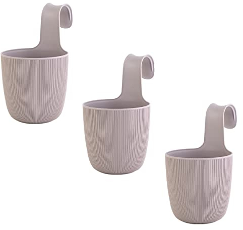 3 x Blumentopf zum Hängen, integriertes Drainagesystem, Farbe: Flieder, Ø 15 cm, Pflanztopf-Kübel, Hängetopf, widerstandsfähig, rund, wetterfest, Kunststoff