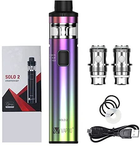 VAPTIO SOLO-II Kit Vape Pen 3000 mAh Eingebauter Akku 50 W Netzwerkspule für 4,0ml All-in-One-Tank Elektronische Zigarette,No E Liquid No Nicotine (bunt)