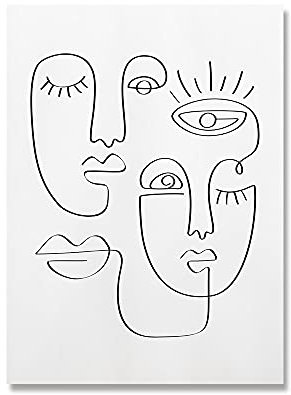Single Line Face Art Print Minimalist Poster Woman Face One Line Drawing Neutral Wall Art Canvas Home Room Wall Decor Painting (Color : C, Size : 60x90cm No Frame)