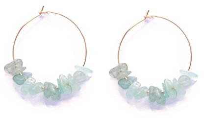 Pendientes piedra natural y aro acero inoxidable. Pendientes piedra curativa, energética y aros dorados