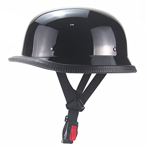 German Style Motorcycle Helmet,Adult Half Helmet Open Face DOT Approved, Motorcycle Cruiser Scooter Cool Helmet (X-Large, Bright Black)