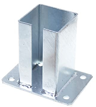 Aqbau® Pfostenträger für Torpfosten - Robuster, Feuerverzinkter Stahl - Ideal für Gartenzaun, Außenzaun, Aufschraubhülse, Pfostenhalter Korrosionsbeständig (Größe: 95 x 95mm)