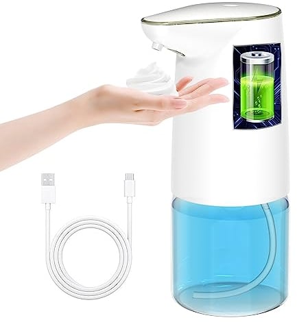 HIYAA Automatic 500Ml Rechargeable Touchless Foaming, Electric Soap Dispenser with Infrared Motion Sensor for Home, Kitchen,Bathroom, School, Hotel, White, 500 ML