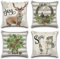Ohok 4er Set Dekorativ Weihnachten Kissenbezug 45x45 cm, Polyester Leinen Zierkissenbezüge Kissenbezüge Dekor Kissenhülle Set für Wohnzimmer Schlafzimmer Sofa Couch Auto (Hirsch Schneemann)