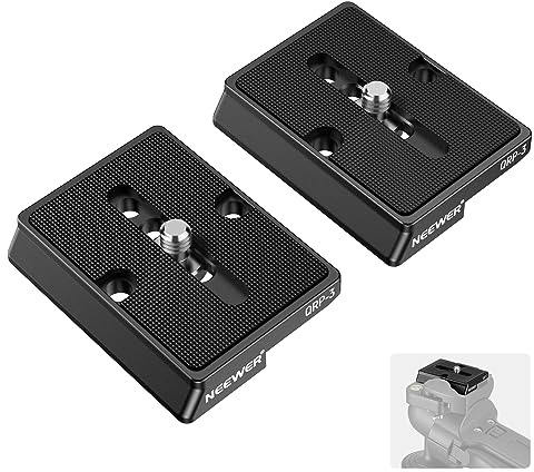 NEEWER 2PCS 200PL Quick Release Plate Aluminum, Compatible with BHQ2 XPRO-3W 8043W 496 804RC2 Q2 Tripod Ball Head Fluid Head, Camera Mounting Plate with 1/4 Screw & Rubber Pad, QRP-3