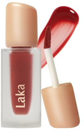 Laka Fruity Glam Tint, 4.5g/0.15 oz., Glowing Lip Stain with Wide Color Spectrum, Hydrating & Lightweight Texture, Long-Lasting Bold Stain, Non-Sticky, Vegan, K-Beauty (#104 Cherry)