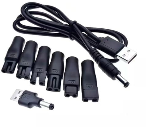7 Stück Rasierer Ladegerät Netzkabel USB Adapter Set,Rasierer-Ladekabel-Set,5V Rasierer Ladegerät Netzkabel USB Adapter Set,USB Shaver Charger Cable,für Verschiedene Arten von Rasierern Trimmern