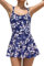 SHEKINI Maillot de bain une pièce torsadé rétro pour femme - Robe de bain réglable - Contrôle du ventre - Maillot de bain pour femme, Rose/bleu, XXL