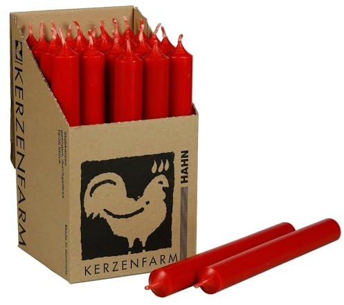 Stabkerzen 10 Stück Tafelkerzen durchgehend gefärbt Spitzkerzen für die Tisch-Deko zur Hochzeit Weihnachten & Party Farbe: Rot Höhe:18cm