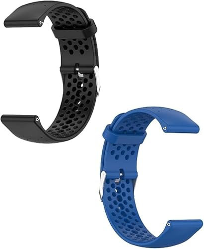 Pack of 2 20 mm Sports Bracelet Compatible with Fossil Gen 6 Wellness Bracelets, Replacement Strap, Breathable Silicone Watch Strap for Fossil Gen 6 Wellness Smartwatch