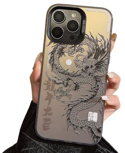 JPZI 2024 Chinese Tradition Dragon Edition Case for iPhone, Illusory Color Chinese Dragon Cover Case for iPhone 15/14/13/12/11 Pro Max Plus (for iPhone 11,Black)