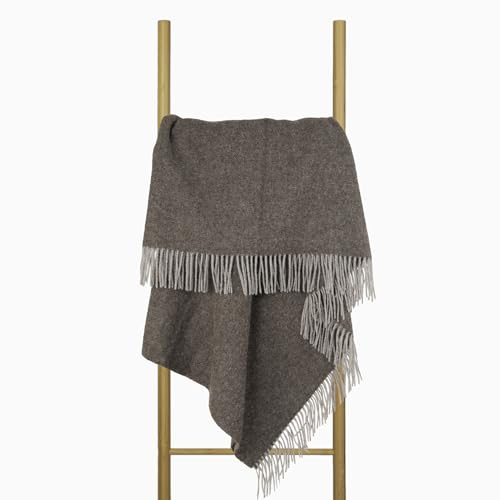 Wolldecke 140x200, 100% Schurwolle, warme & langlebige Decke, weiche Wohndecke Wolle, kuschelige Decke Wolle für Sofa & Bett, Hochwertige Schurwolldecke mit Fransen - Nostra ZELANDIA LUX Wool Blanket