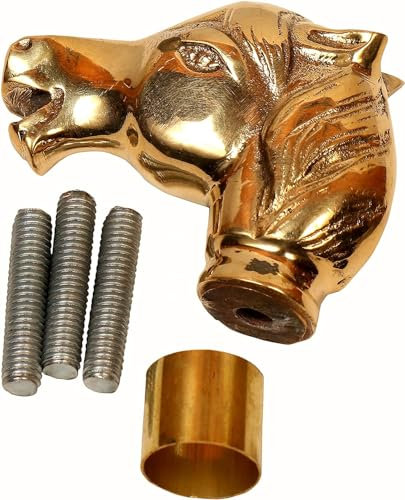 Bastón de latón con mango sólido de cabeza de caballo estilo victoriano para bastón de madera