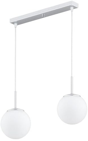 KAR LIGHTING Pendelleuchte 2-flammig aus Stahl & Glas | Hängelampe E27 in Chrom für Wohn-, Ess- & Arbeitszimmer | Höhe verstellbar | Modern & LED-kompatibel
