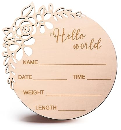 Hello World Schild für Neugeborene für Krankenhaus – hölzernes Baby-Ankündigungsschild – Baby-Namensschild