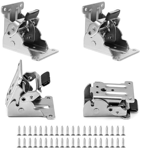 DUOCIYUAN Klappscharnier mit Arretierung 4 Stück Tischbeine Klappbar 0-90 Grad Selbstsichernde Klappscharnier Stützhalterung Klappkonsole mit Schrauben für Tisch Bett Schrankscharnier (Silbrig)