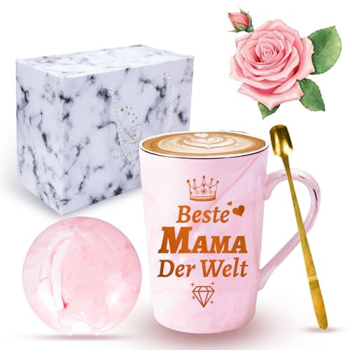 DIKARYA Muttertagsgeschenk für Mama, Tassen für Mutter, Beste Mütter Geschenke Kaffeetasse für Beste Mama der Welt, Rosa Kaffee Tasse Muttertag Kaffeebecher Geschenk für Mutti Geburtstag Mami