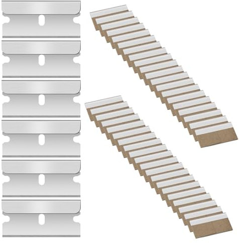 Flintronic 90 Pezzi Lame di Ricambio per Raschietti, per da 40mm Raschietti, Lame a in Acciaio Inox, per Pulito, per Vetro per Cucina e casa, Colla, Colore, Decalcomanie, Piano Cottura e Forno