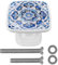 Blue Ornate Portuguese Tiles Mandalas 4 Pack Crystal Glass Square Cabinet Drawer Knobs, Clear Door Pull Handles for Durable and Fashionable Hardware