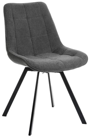 exitodesign Drehstuhl Esszimmer LAPO 49x62x83 cm - Esszimmerstühle Gesteppt 360° Drehbar Bürostuhl Stuhl - für Esszimmer Küche Wohnzimmer Salon Schreibtisch (Dunkelgrau)
