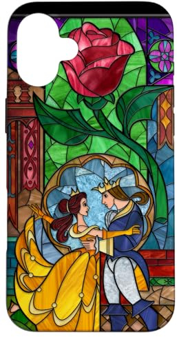 Disney Die Schöne und das Biest Belle und Prinz Buntglas Hülle für iPhone 16 Plus