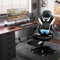 YU YUSING Sedia Gaming Massaggiante, Sedia Ergonomica da Ufficio, Altezza Regolabile, Sedia Ufficio con Supporto Lombare e Poggiatesta, Poltrona Gamer PC, PU con Poggiapiedi Retrattile, Bianco