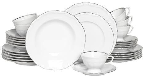 CreaTable, Maria Theresia Platin, 30-teiliges Kombiservice aus Porzellan | Geschirrset für 6 Personen, Made in Europe, 24324