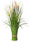 CREATIV green künstlicher Stehgras-Busch mit bunten Blüten 48cm I künstlicher Grasbusch als Frühlingsdeko I Ziergras Osterdeko I hochwertige & dekorative Kunstgräser