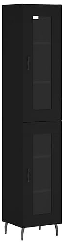 SXJEQOC Living Room Cabinets Mehrzweckschrank Apothekerschrank Küche Wohnzimmerschrank - Highboard Schwarz 34,5x34x180 cm Holzwerkstoff für Bankettsaal Küche Wohnstube Teestube