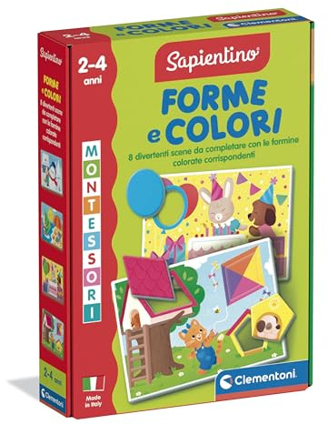 Clementoni Sapientino Montessori - Forme e Colori, Gioco Educativo Bambini 2-4 Anni, 8 Puzzle a Incastro, Metodo Montessoriano per Imparare Forme e Colori, Made in Italy, Lingua Italiana, 16847