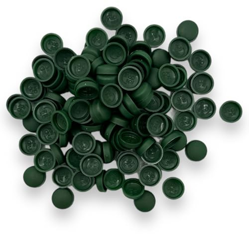 Heritage Green Dome Screw Snap Cover Caps, Plastic Cap Screws Two-Piece Matt 6/8g - Pack of 100