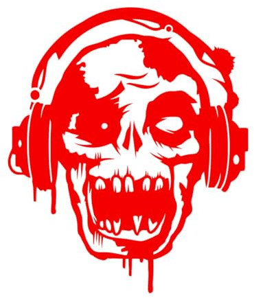 Vinyl Wall Decals Zombie Gamer Headphones Teen 36x43.2cm Multiple Size Options S-Red