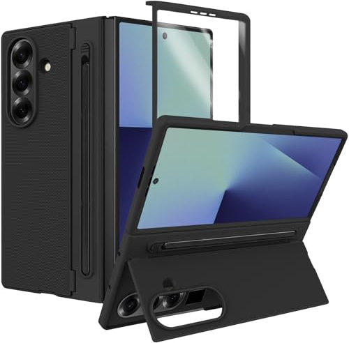Nshkeji für Samsung Galaxy Z Fold 7 Hülle mit Ständer & S Pen [S Pen Enthalten] [Versteckter Ständer] Ultra Dünn Stoßfest Schutzhülle Cover für Galaxy Z Fold 7 Handyhülle mit S Pen