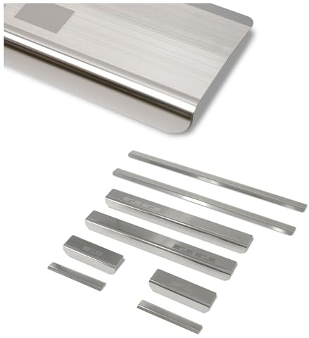 CHROMEMASTER | Protection Seuil de Porte de Voiture Compatible avec VW Golf Sportsvan I 2014-2020 | Acier inoxydable, Brossé | poli, Argenté; Protection Anti-rayures - Accessoire Auto Adhésif: 8 pcs