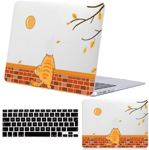 FFBOFFC Coque Compatible pour MacBook Air 13,6 Pouces Modèle A2681 A3113 A3240 Libérée 2022-2025 avec Liquid Écran Retina, Slim Mat Étui Plastique et Housse de Clavier, Chat Orange