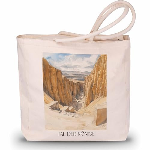 favplace Shopping Tasche mit Städtemotiv Tal der Könige Ägypten Tote Bag - Shopper bzw. Einkaufstasche für Fernweh oder Heimat - Reise Daybag - Jutebeutel