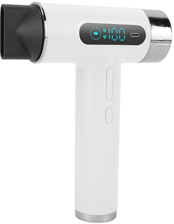 Luocute Cordless Ionic Hair Dryer, Cold Hot Wind Rechargeable Hair Dryer,300W High Speed USB Blow Dryer with Display Screen, Metal Body, for Travel Camping and Outdoor Use