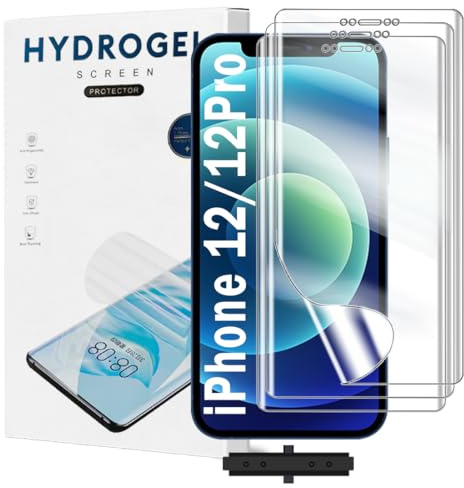 Yxiuumo 3 Pack Hydrogel Film for iPhone 12,Transparent Hydrogel Protective Film Screen Protector Soft,HD Clear,Anti-Bubble,Self-Healing Easy Installation[Not Glass]