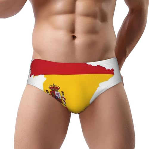 Edwal Calzoncillos de talle bajo con estampado de mapa de la bandera de España, ropa interior suave con bolsa de contorno de apoyo para uso diario