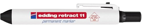 edding Retract 11 Permanent Marker - schwarz - 1 Stift - Rundfeder 1,5-3 mm - wasserfest, schnelltrocknend - für die einfache Einhandbedienung - für Karton, Kunststoff, Holz, Metall, Glas
